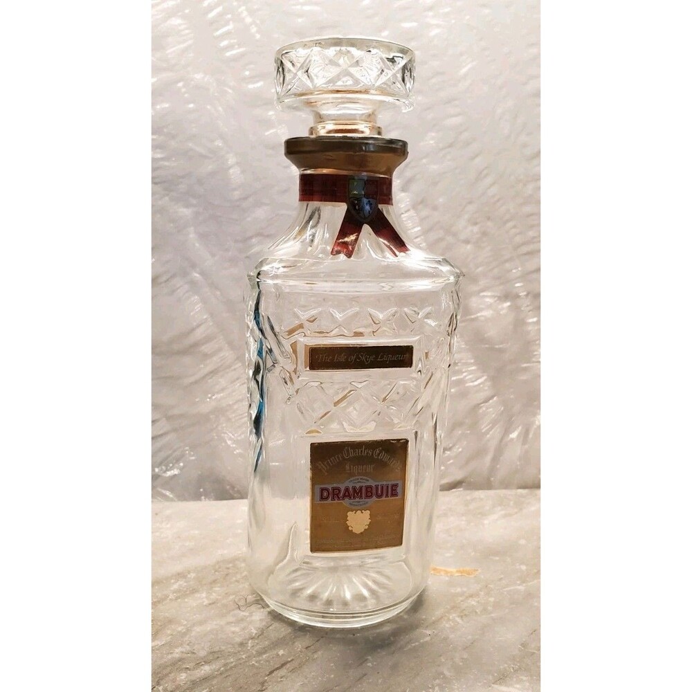 Vintage Drambuie Decanter Bottle Lead Crystal Prince Charles Edward Liqueur